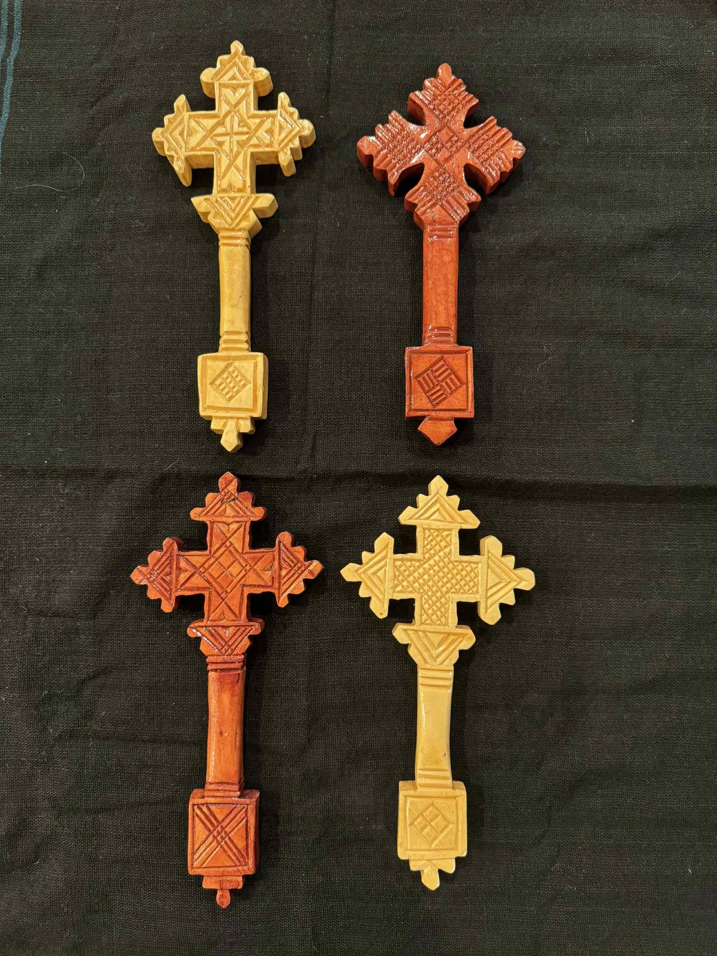 Wood Wall Cross - Wall Hanging Cross Decor Hand Made in Ethiopia, ( LOT OF 4x) Gift set Ethiopian Coptic Ortodox