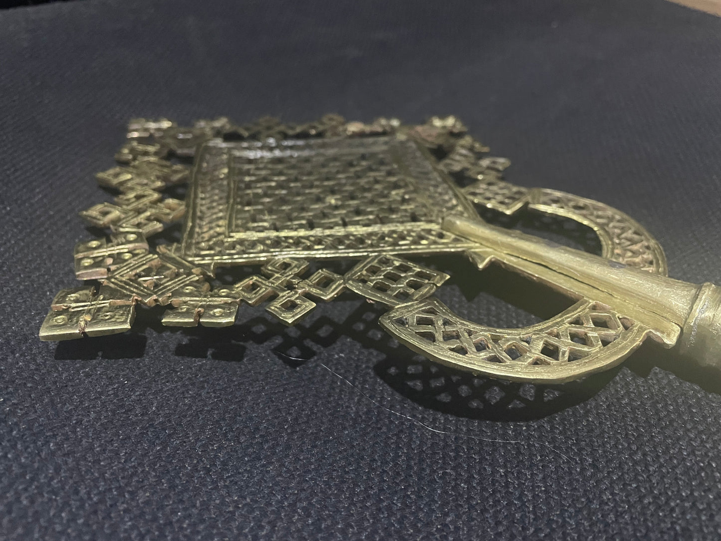 Ethiopian Brass Processional Cross 35cm - Handmade Coptic Christian Blessing Cross