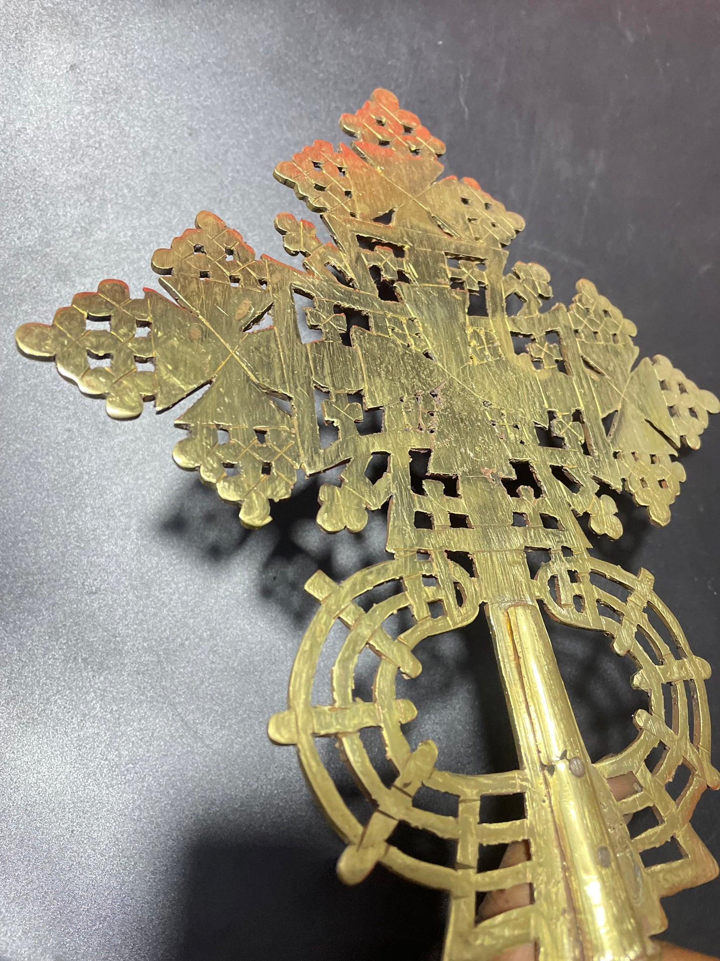 Ethiopian Coptic Processional Cross 36cm - Handmade Mixed Metal Orthodox Cross