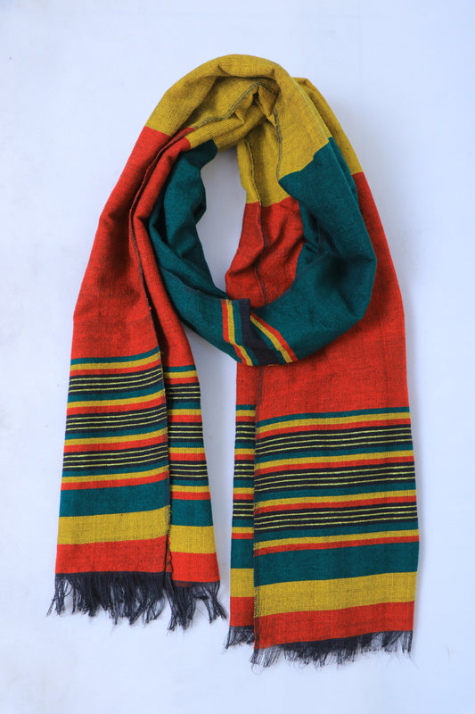Ethiopian Traditional Woven Cotton Scarf / Shawl / Head wrap Handmade Rasta flag